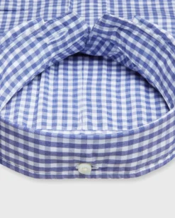 Button-Down Sport Shirt In Blue Gingham Poplin -fashion S72068 260