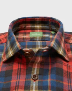 Band-Hem Work Shirt In Red/Khaki/Blue Plaid Brushed Twill 5 Band-Hem Work Shirt In Red/Khaki/Blue Plaid Brushed Twill -fashion S72069 266