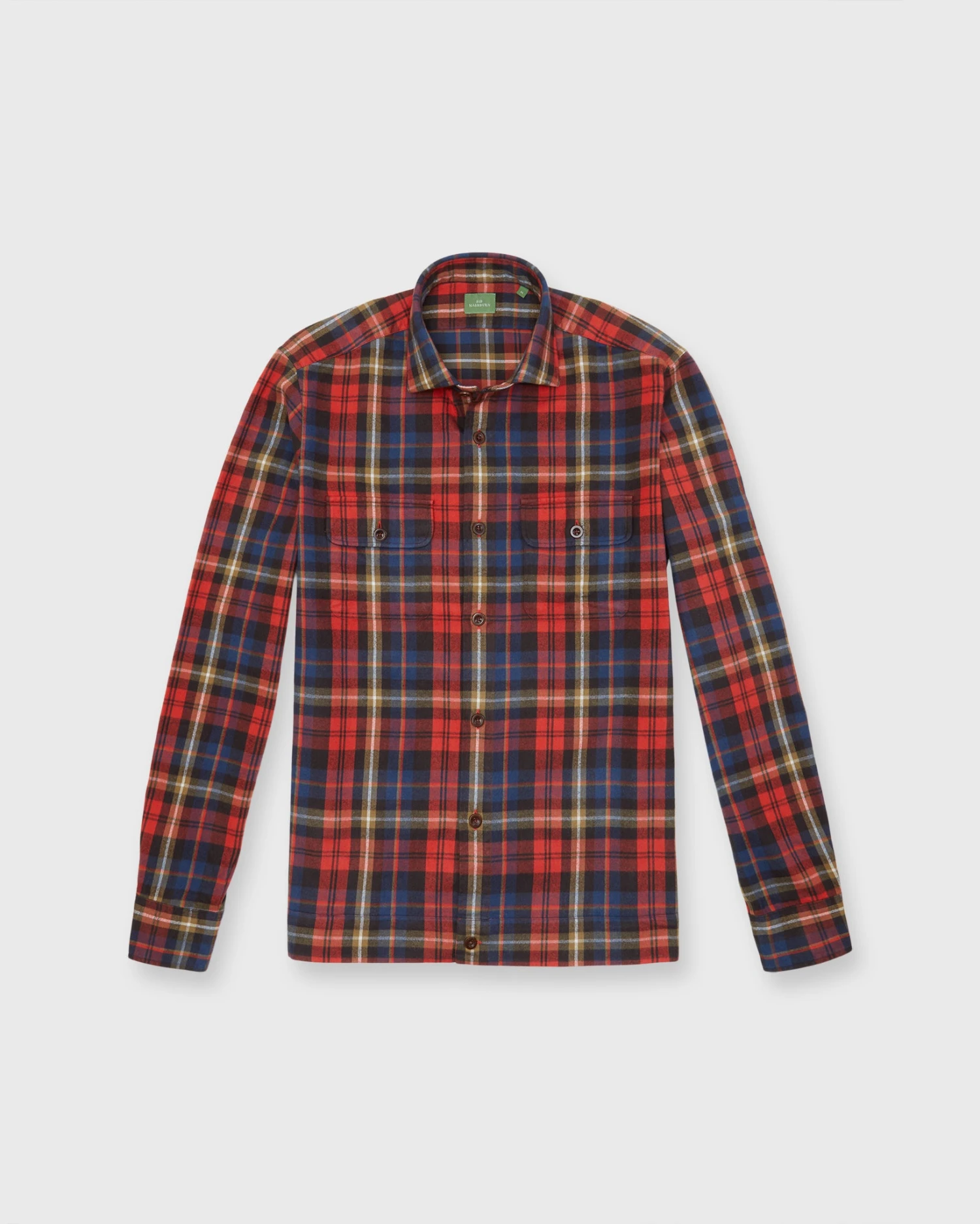 Band-Hem Work Shirt In Red/Khaki/Blue Plaid Brushed Twill 2 Band-Hem Work Shirt In Red/Khaki/Blue Plaid Brushed Twill - Image 2