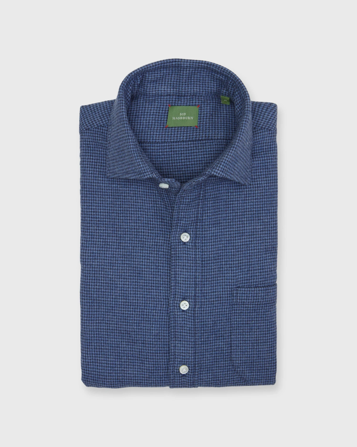 Otto Handmade Sport Shirt In Slate/Navy Brushed Houndstooth Flannel 1 Otto Handmade Sport Shirt In Slate/Navy Brushed Houndstooth Flannel