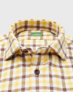 Band-Hem Work Shirt In Bone/Yellow/Brown Tattersall Brushed Twill -fashion S72078 275