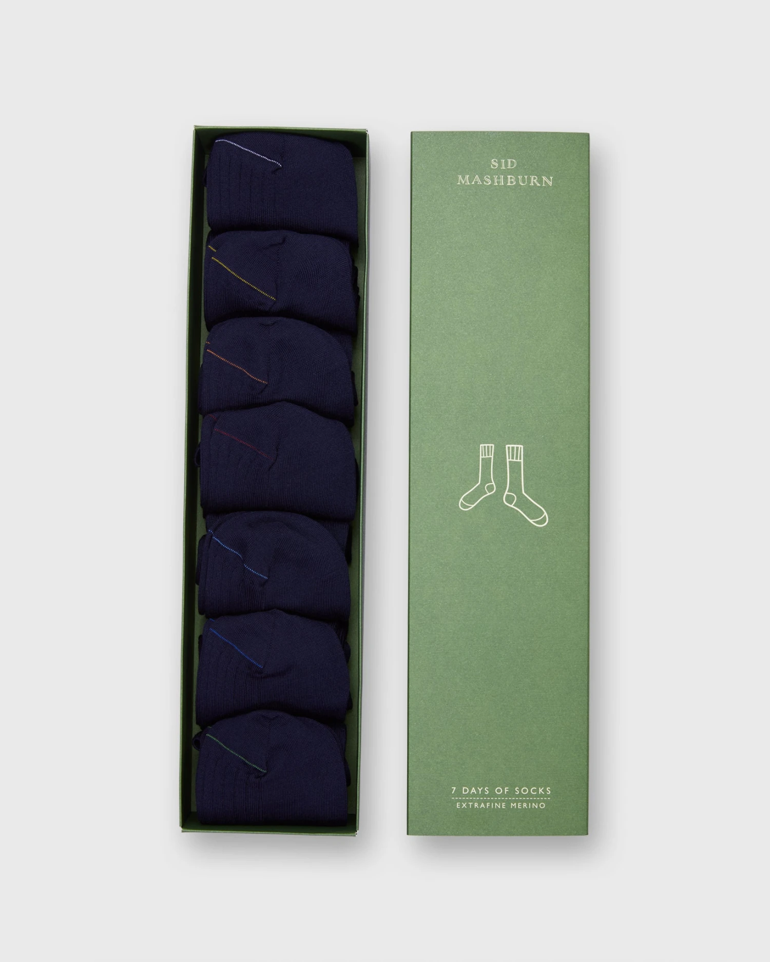 7-Day Sock Set, Trouser In Navy Wool 1 7-Day Sock Set, Trouser In Navy Wool