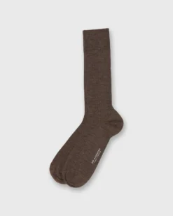 Trouser Dress Socks In Heather Brown Extra Fine Merino