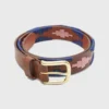 1 1/8" Polo Belt In Pink/Navy/Green Medium Brown Leather
