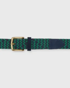 1.25" Woven Elastic Belt In Navy/Green 5 1.25" Woven Elastic Belt In Navy/Green -fashion S72429 97