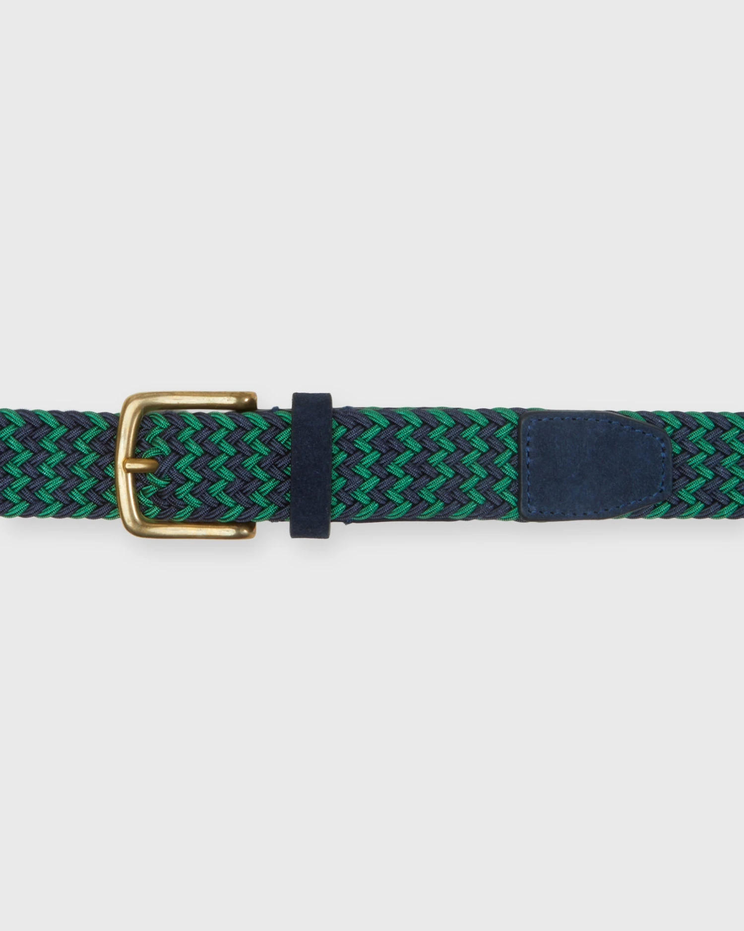 1.25" Woven Elastic Belt In Navy/Green 3 1.25" Woven Elastic Belt In Navy/Green - Image 3