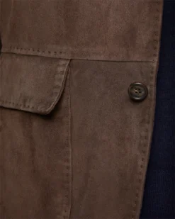 Butcher Jacket In Chocolate Suede -fashion S72458 22