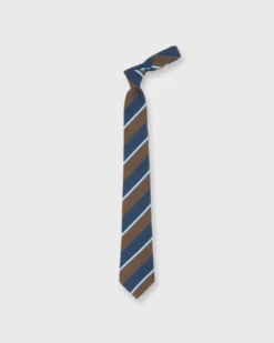 Irish Poplin Tie In Navy/Brown/Sky Stripe 5 Irish Poplin Tie In Navy/Brown/Sky Stripe -fashion S72489 5 copy