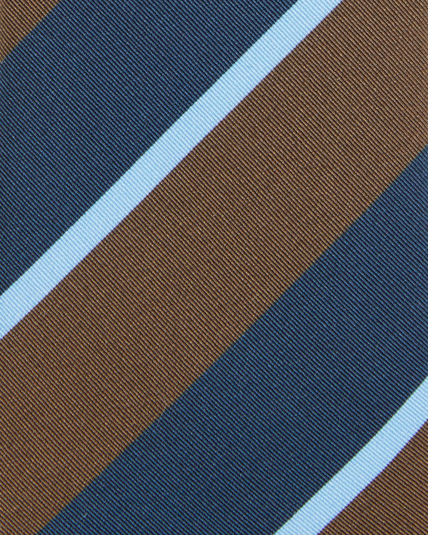 Irish Poplin Tie In Navy/Brown/Sky Stripe 2 Irish Poplin Tie In Navy/Brown/Sky Stripe - Image 2