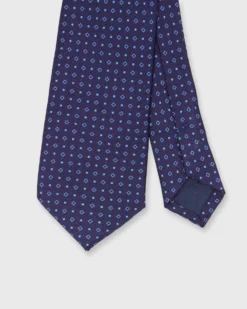 Silk Print Tie In Navy/Sky Shapes