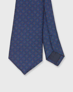 Silk Print Tie In Navy/Blue Foulard
