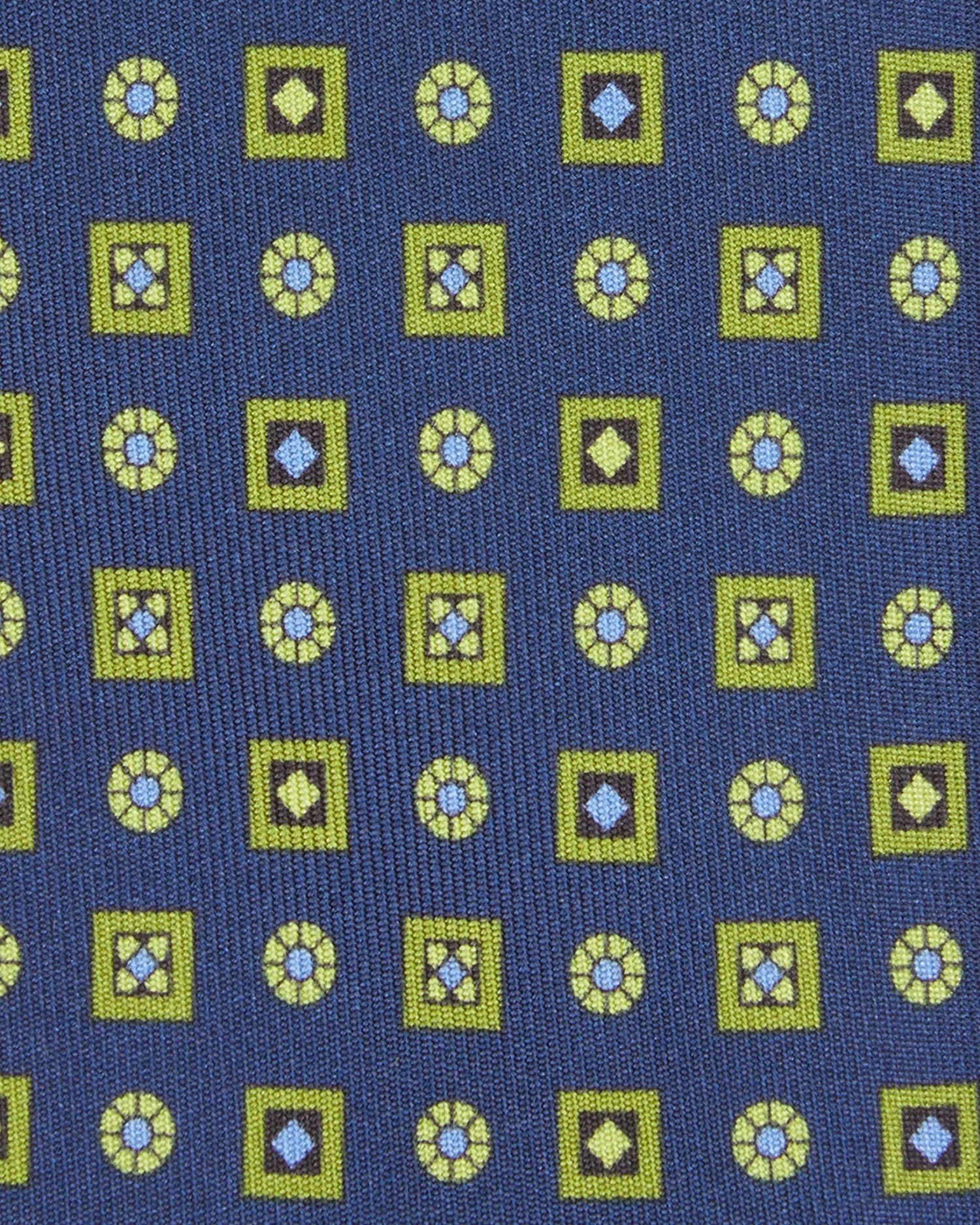 Silk Print Tie In Navy/Lime Shapes 2 Silk Print Tie In Navy/Lime Shapes - Image 2