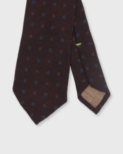 Wool Print Tie In Brown/Blue/Red Medallion