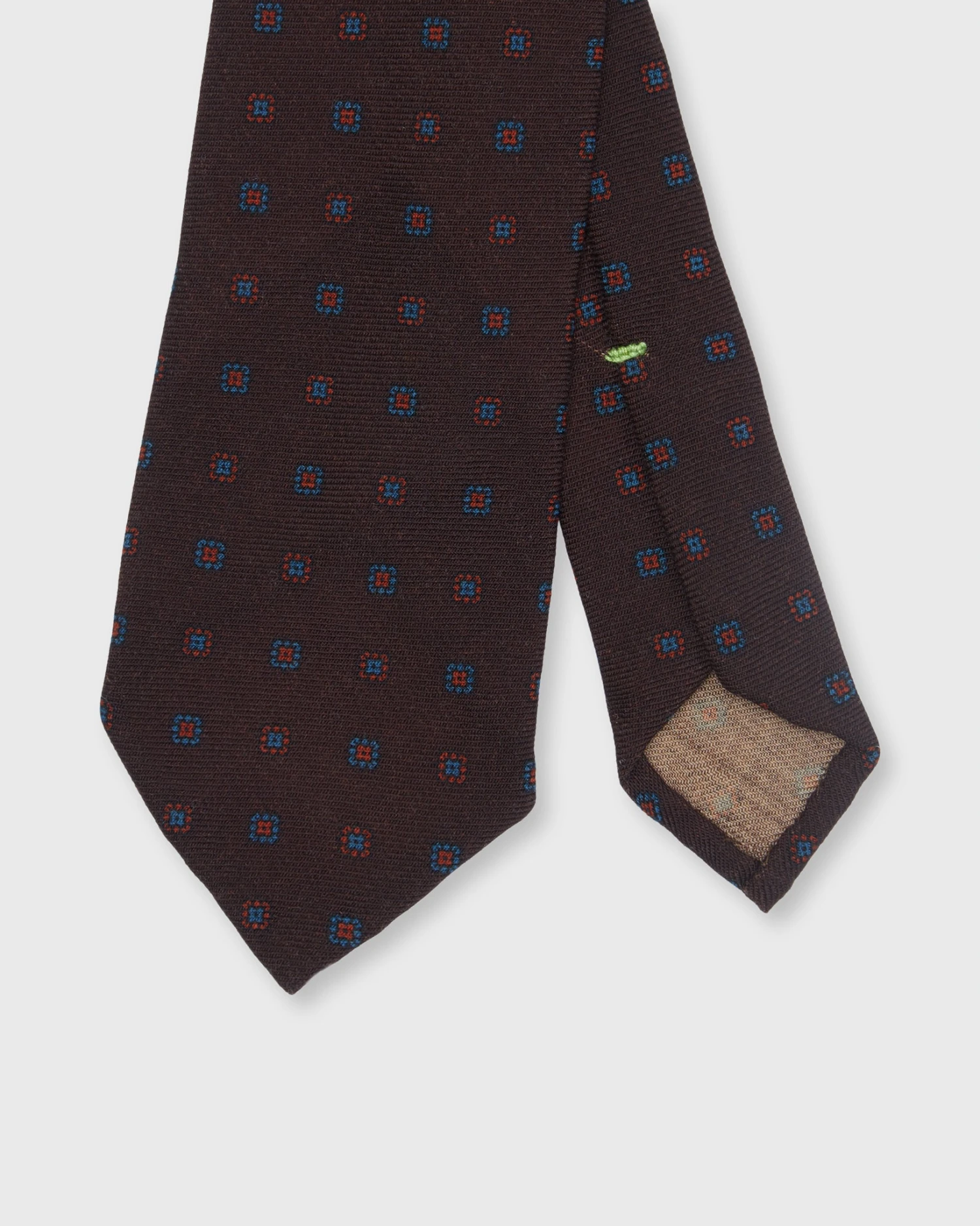 Wool Print Tie In Brown/Blue/Red Medallion 1 Wool Print Tie In Brown/Blue/Red Medallion