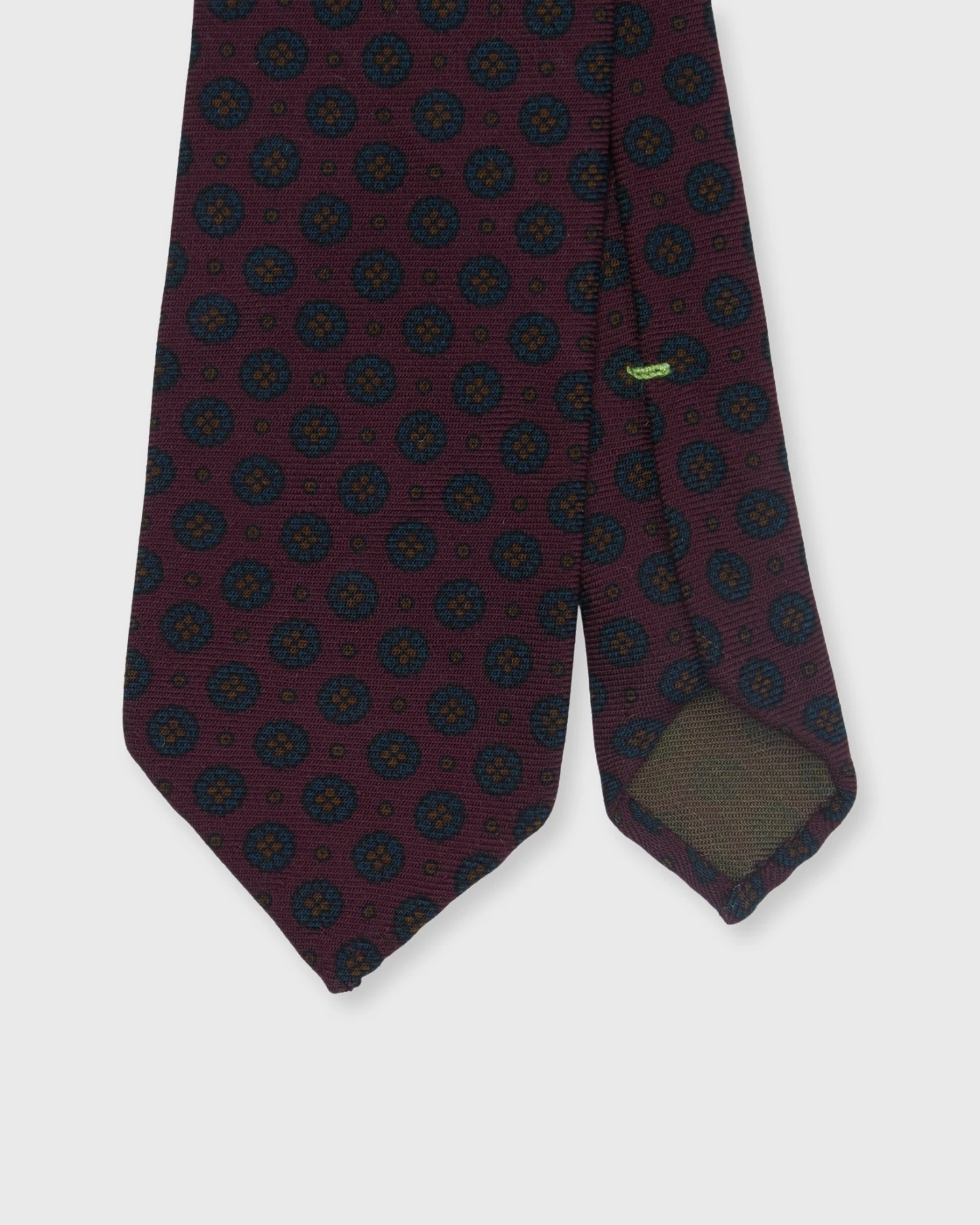 Wool Print Tie In Beet/Blue/Gold Medallion 1 Wool Print Tie In Beet/Blue/Gold Medallion