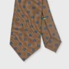 Silk Print Tie In Khaki/Orange/Blue Flower