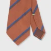 Silk Woven Tie In Orange/Blue/Brown Stripe