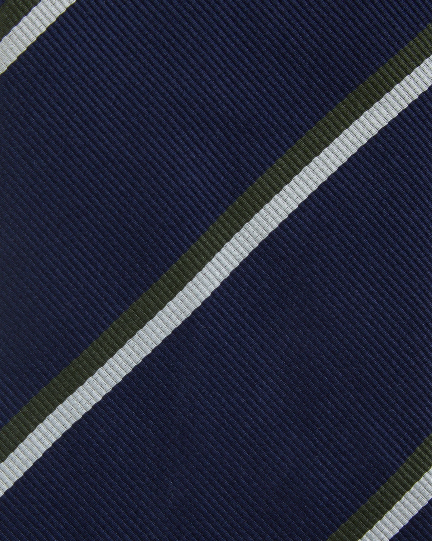 Silk Woven Tie In Navy/Bone/Green Stripe 2 Silk Woven Tie In Navy/Bone/Green Stripe - Image 2