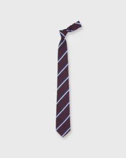 Silk Woven Tie In Eggplant/Bone/Blue Stripe -fashion S72542 20