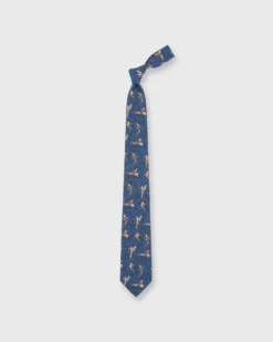 Silk Print Tie In Navy/Olive Pheasant 5 Silk Print Tie In Navy/Olive Pheasant -fashion S72549 51