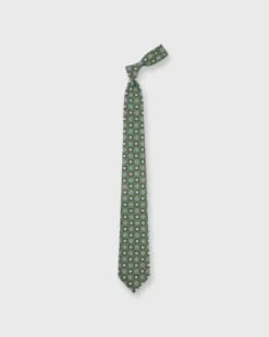 Silk Print Tie In Olive/Navy/Aqua Medallion 5 Silk Print Tie In Olive/Navy/Aqua Medallion -fashion S72552 83