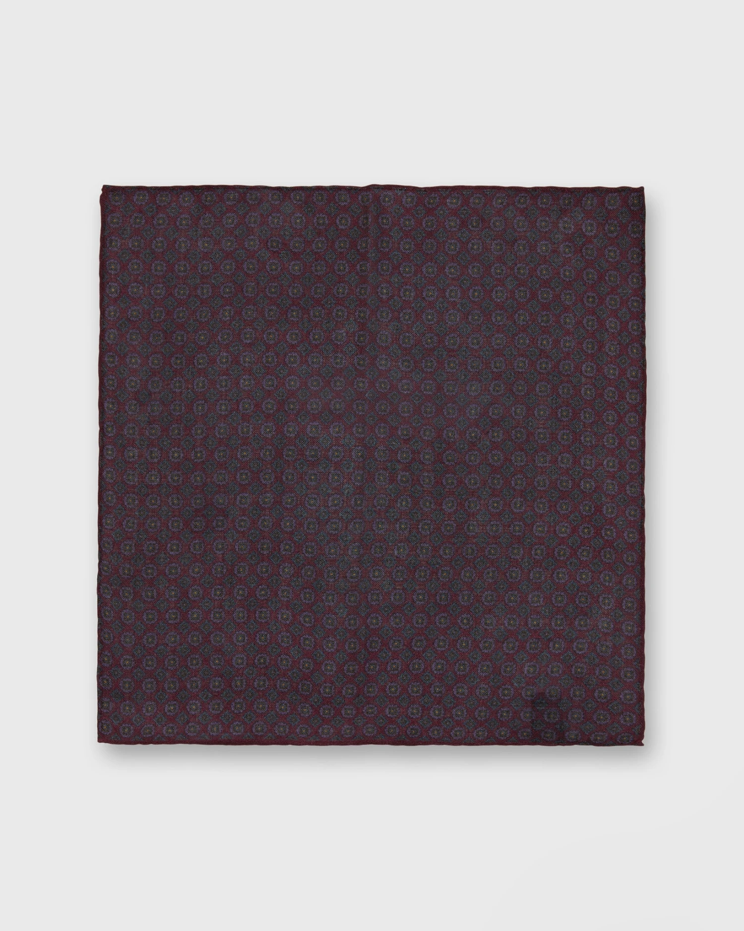 Wool/Silk Pocket Square In Berry/Navy/Purple Foulard 2 Wool/Silk Pocket Square In Berry/Navy/Purple Foulard - Image 2