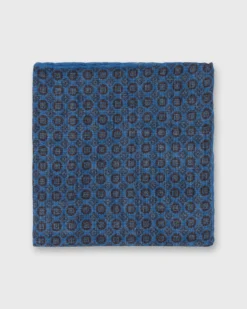 Wool/Silk Pocket Square In Periwinkle/Brown Foulard