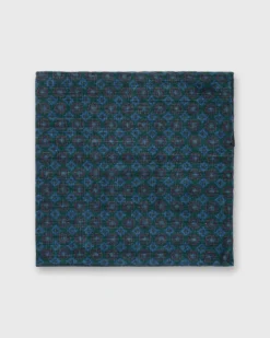 Wool/Silk Pocket Square In Forest/Blue/Purple Foulard