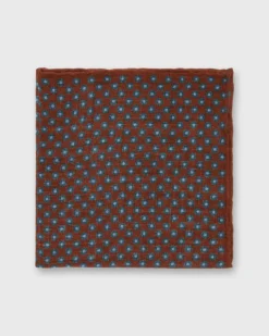 Wool/Silk Pocket Square In Red/Navy/Sky Flower