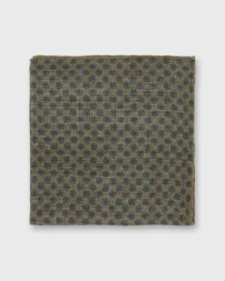 Wool/Silk Pocket Square In Stone/Blue/Red Flower