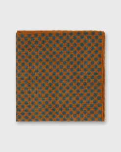 Wool/Silk Pocket Square In Orange/Blue/Brown Flower