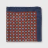 Wool/Silk Pocket Square In Denim/Brick Medallion