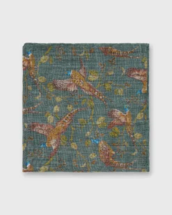 Wool/Silk Pocket Square In Heather Lake Pheasant