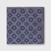 Wool/Silk Pocket Square In Lavender/Navy Flower Medallion