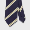 Silk Woven Tie In Navy/Bone/Yellow Stripe