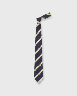 Silk Woven Tie In Navy/Bone/Yellow Stripe 5 Silk Woven Tie In Navy/Bone/Yellow Stripe -fashion S72603 58