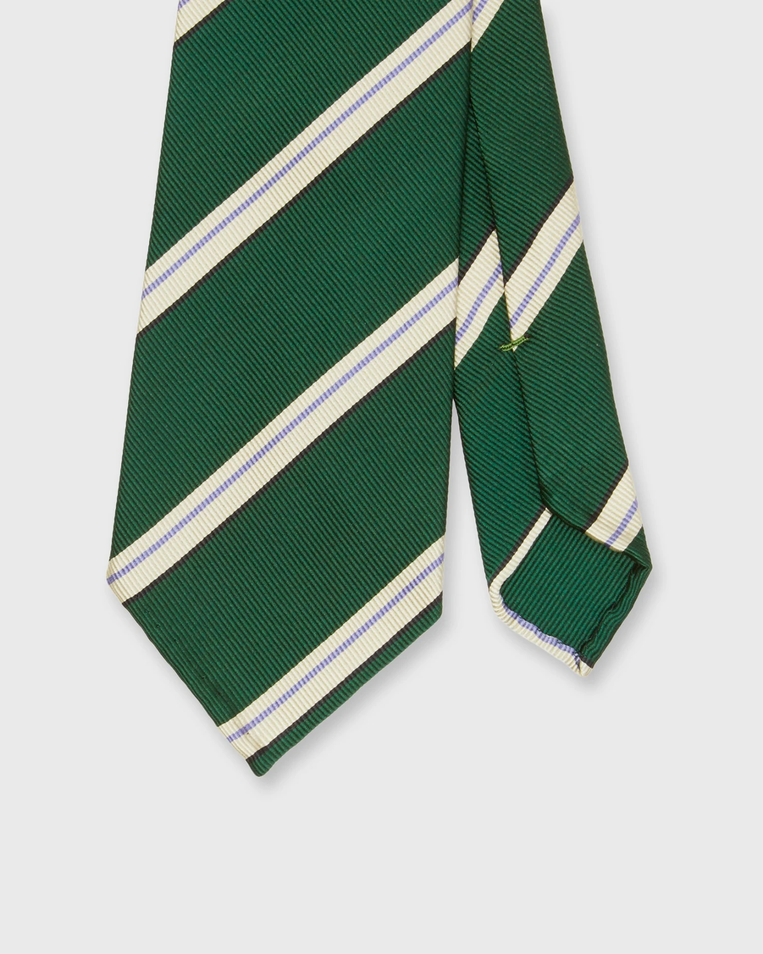 Silk Woven Tie In Green/Bone/Lavender Stripe 1 Silk Woven Tie In Green/Bone/Lavender Stripe