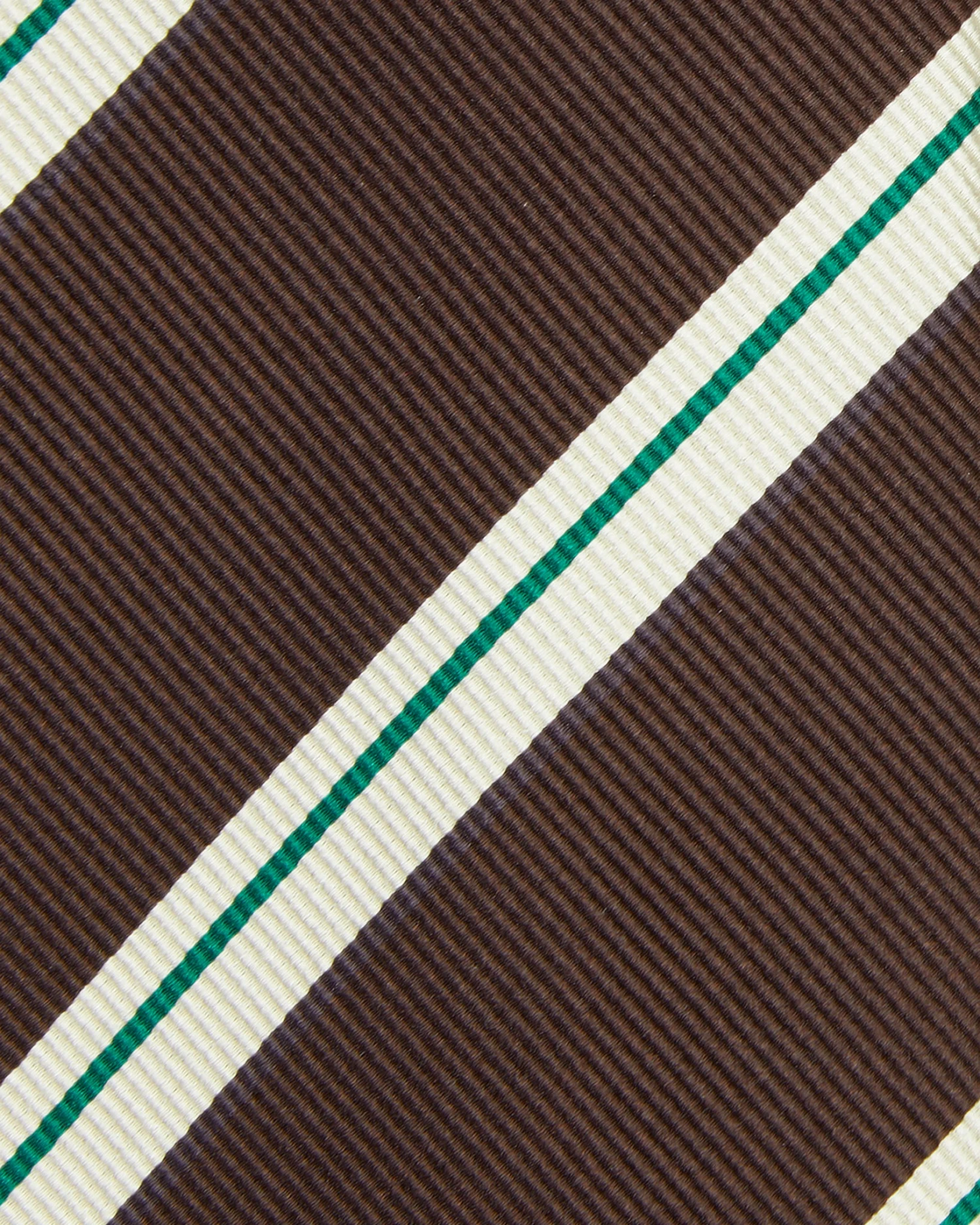 Silk Woven Tie In Brown/Bone/Green Stripe 2 Silk Woven Tie In Brown/Bone/Green Stripe - Image 2