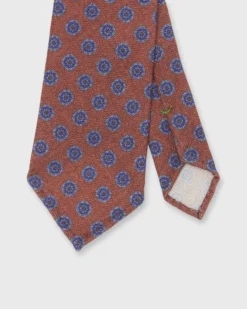 Wool/Silk Print Tie In Brown/Sky/Blue Foulard