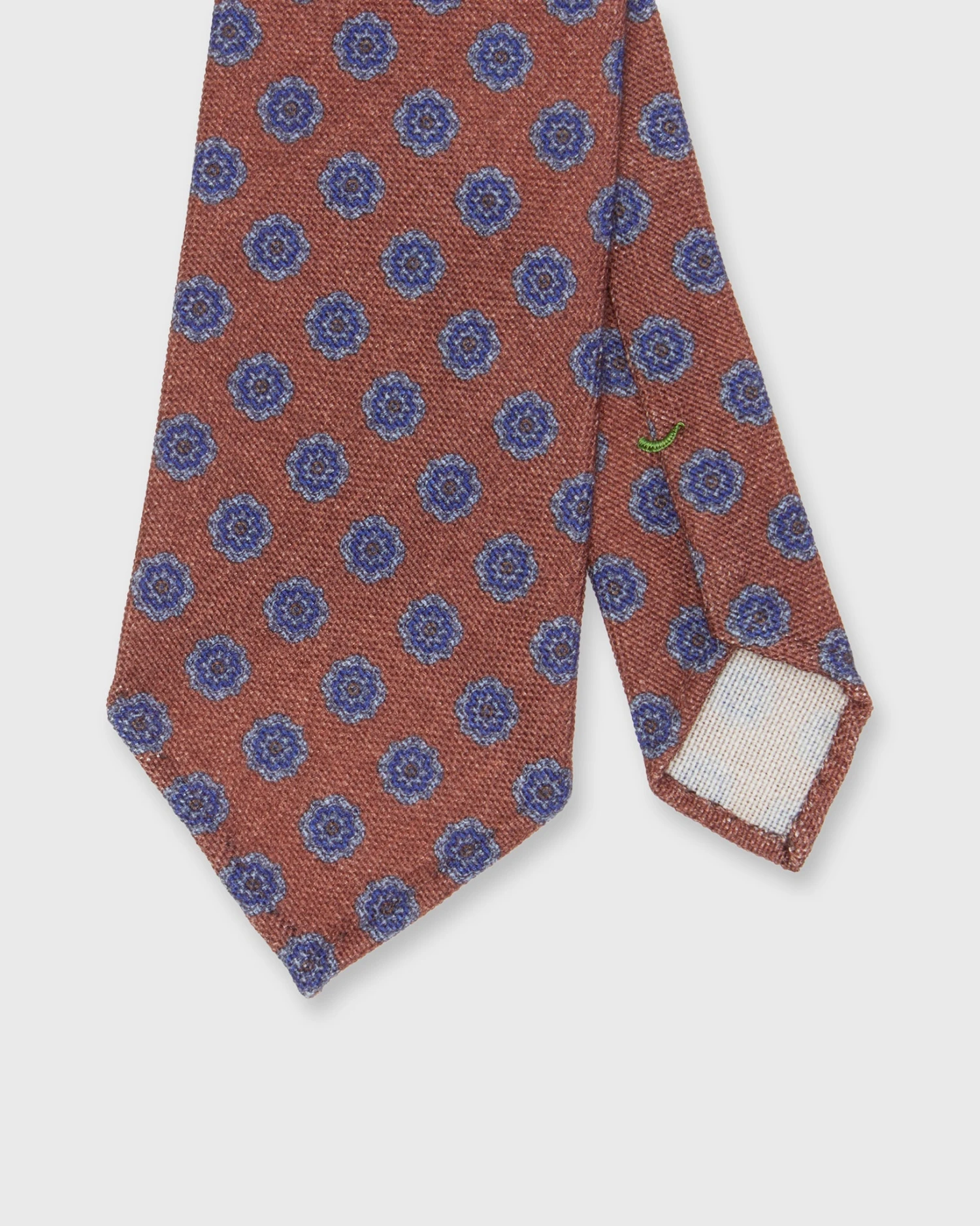 Wool/Silk Print Tie In Brown/Sky/Blue Foulard 1 Wool/Silk Print Tie In Brown/Sky/Blue Foulard