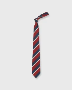 Silk Woven Tie In Red/Blue/Bone Stripe -fashion S72617 52