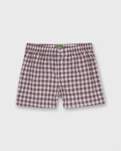 Button-Front Boxer Short In Red/White Dress Stewart Tartan Poplin