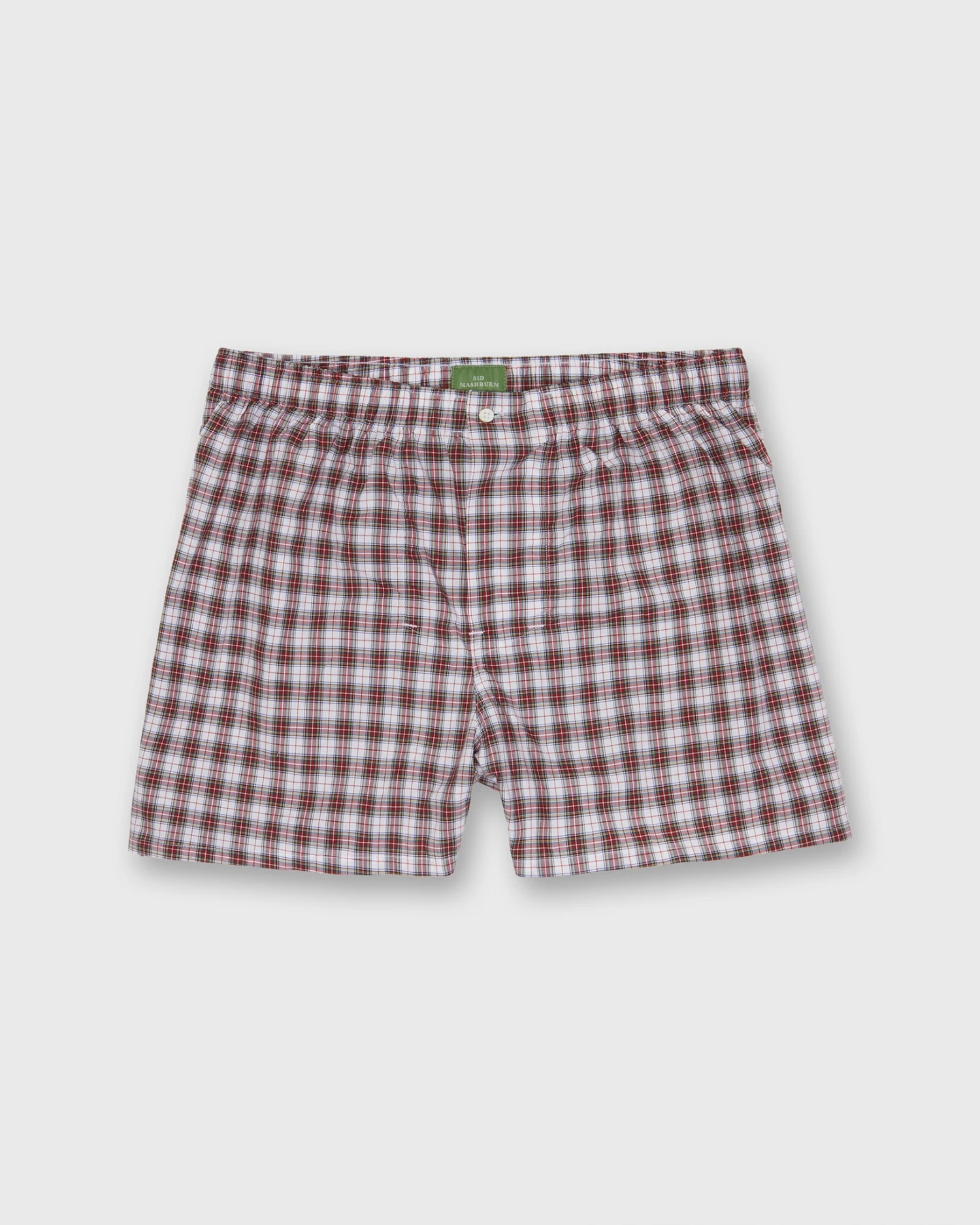 Button-Front Boxer Short In Red/White Dress Stewart Tartan Poplin 1 Button-Front Boxer Short In Red/White Dress Stewart Tartan Poplin