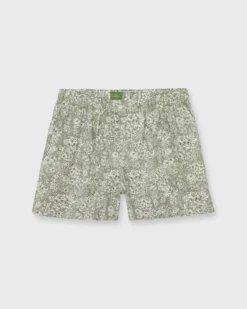 Button-Front Boxer Short In Olive/Ivory Orlando Liberty Fabric
