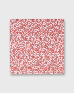 Cotton Print Pocket Square In Red/White Multi Chamomile Liberty Fabric