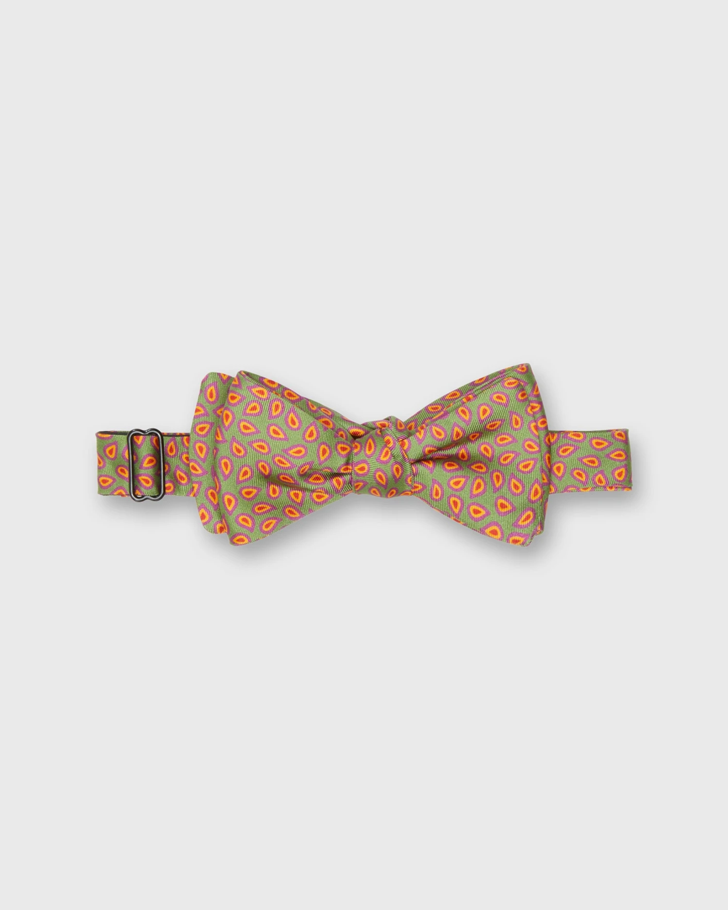 Silk Bow Tie In Lime/Purple/Gold/Red Foulard 1 Silk Bow Tie In Lime/Purple/Gold/Red Foulard