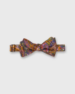 Silk Bow Tie In Yellow/Purple Multi