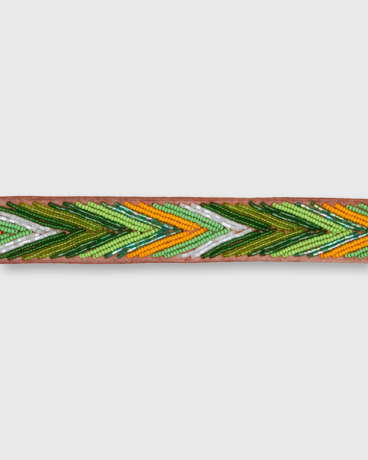1.25" African Beaded Belt In Mango/Green Arrow 2 1.25" African Beaded Belt In Mango/Green Arrow - Image 2