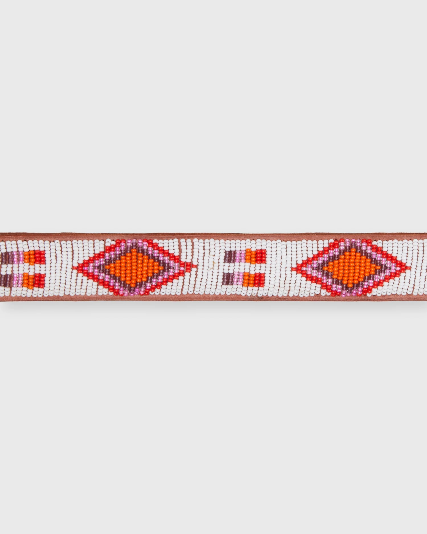1.25" African Beaded Belt In White/Pink Diamond/Square 2 1.25" African Beaded Belt In White/Pink Diamond/Square - Image 2