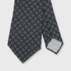Silk Print Tie In Charcoal/Mint/Lilac Circle
